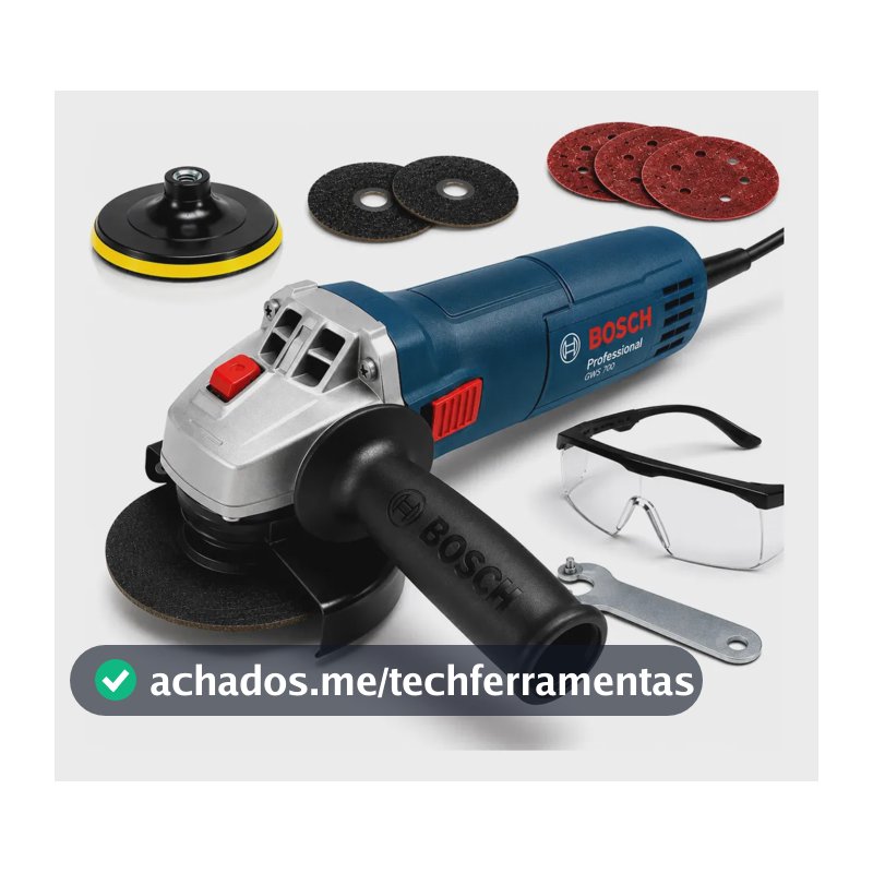 Esmerilhadeira Bosch Gws 700 710w Kit Com Discos Completo Cor Azul