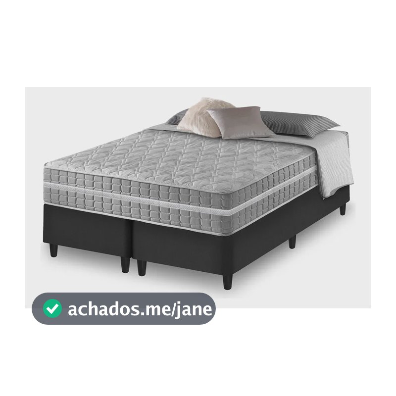 Cama Box Queen Preto + Colchão Molas Ensacadas Alabama 158cm Preto