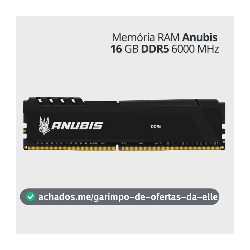 Memória RAM Desktop 16GB DDR5 6000MHz para PC, Módulo Interno com Dissipador de Calor - Linha Anubis UP Gamer