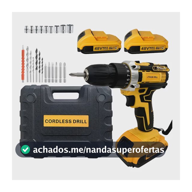 Furadeira Parafusadeira 48v Max 2 Baterias De Lítio Sem Fio