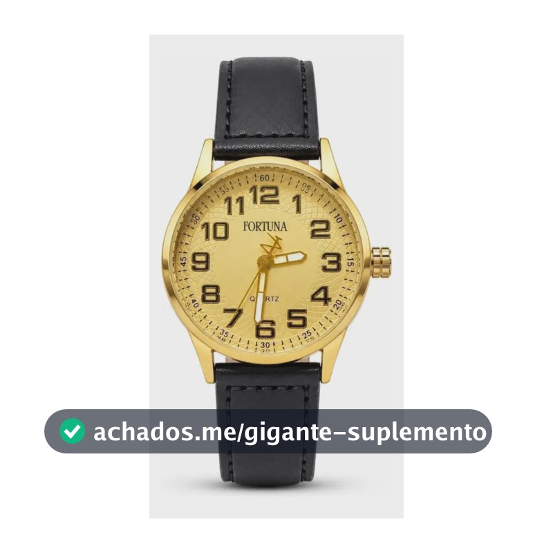 Relógio De Pulso Masculino Fortuna Old Money Minimalista Preto Cx Dourada