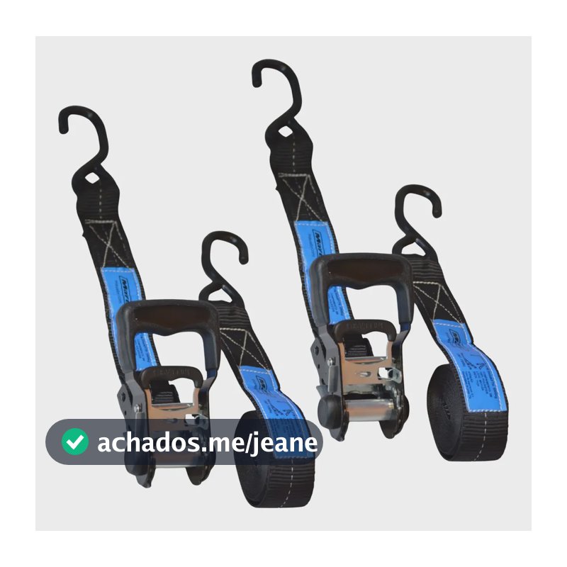 2 Conjuntos Catraca E Cinta Nautica 1500kg 35mm 3m Gancho S Preto