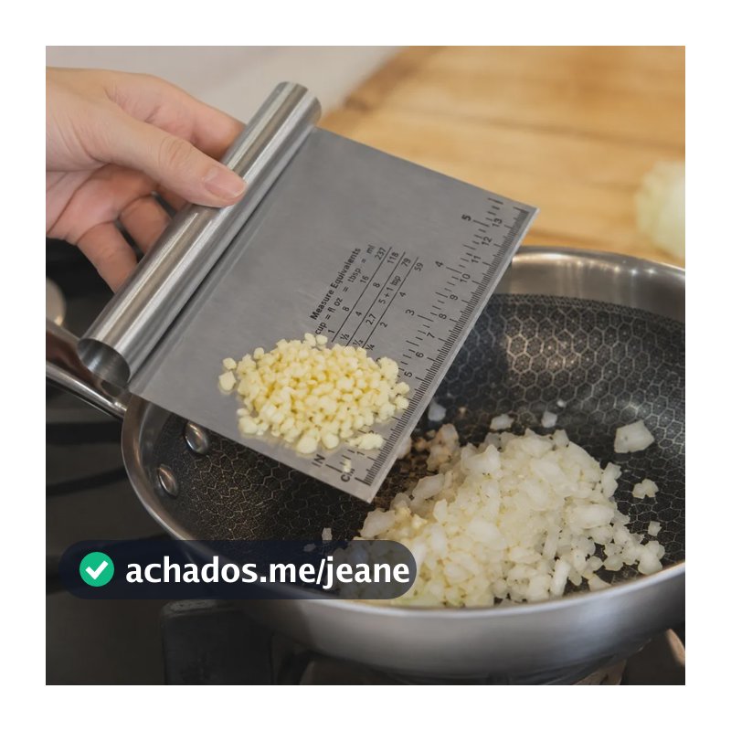 Espátula Inox Multiuso Cortador Alho Cebola Massas Raspador