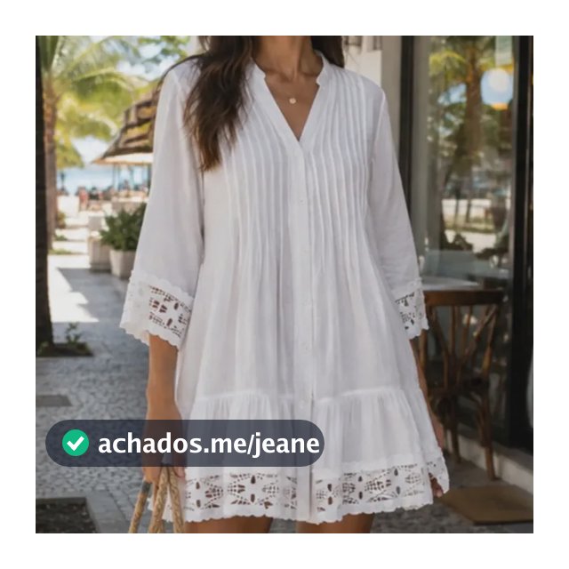 Saída De Praia Feminina Vestido Camisa De Renda Manga 3/4