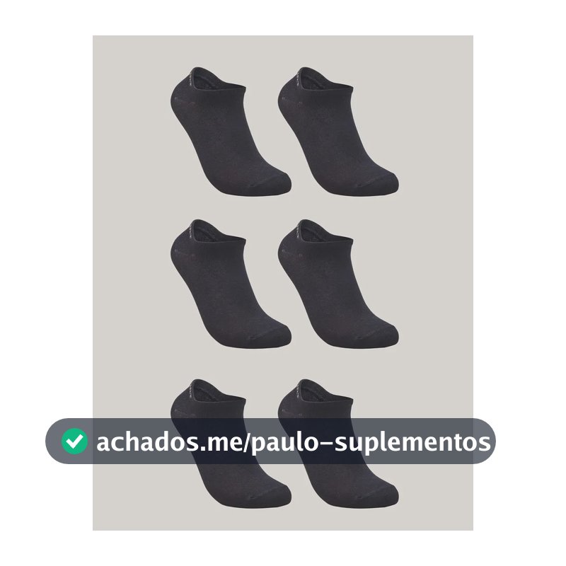 Kit De 6 Pares De Meias Masculino E Feminino Sapatilha Lupo Preto Liso 41-44
