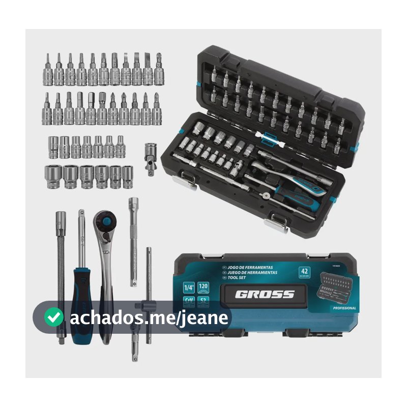 Jogo De Catraca Encaixe 1/4 Crv 120 Dentes 42 Peças Gross