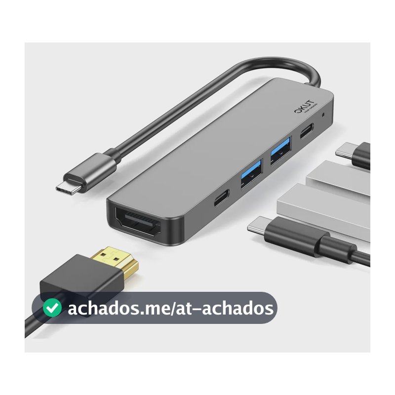 Okut Hub Usb-c Tipo C Dock Thunderbolt Hdmi 4k Usb 3.0 Cinza