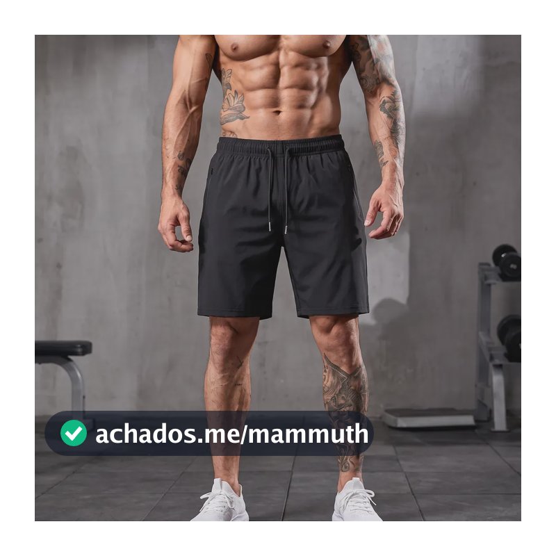 Short Masculino Bermuda Esportiva Slim Fit Secagem Rápida Preto G