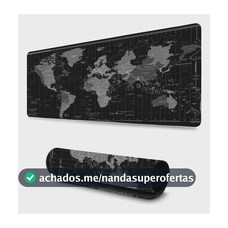 Mousepad Mapa Mundi Gamer 70x35cm Deskpad Notebook Eletroyou