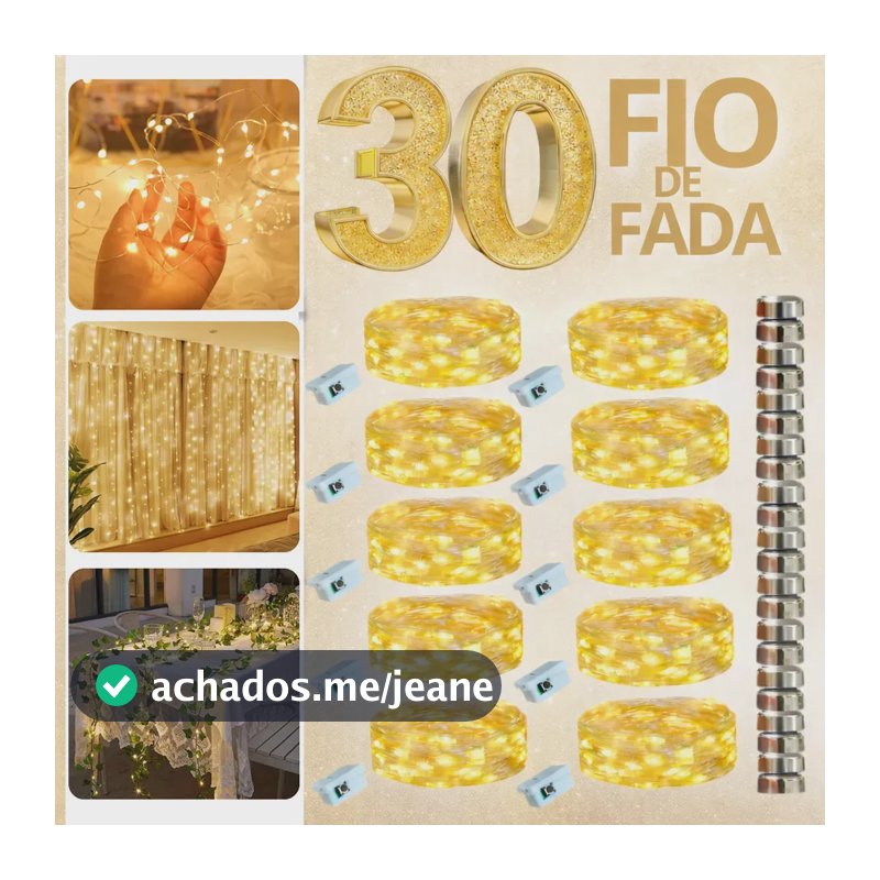 Kit 30 Fio Fada Cordão Luz Decoração Luzes De Fada 3m 30led Amarelo