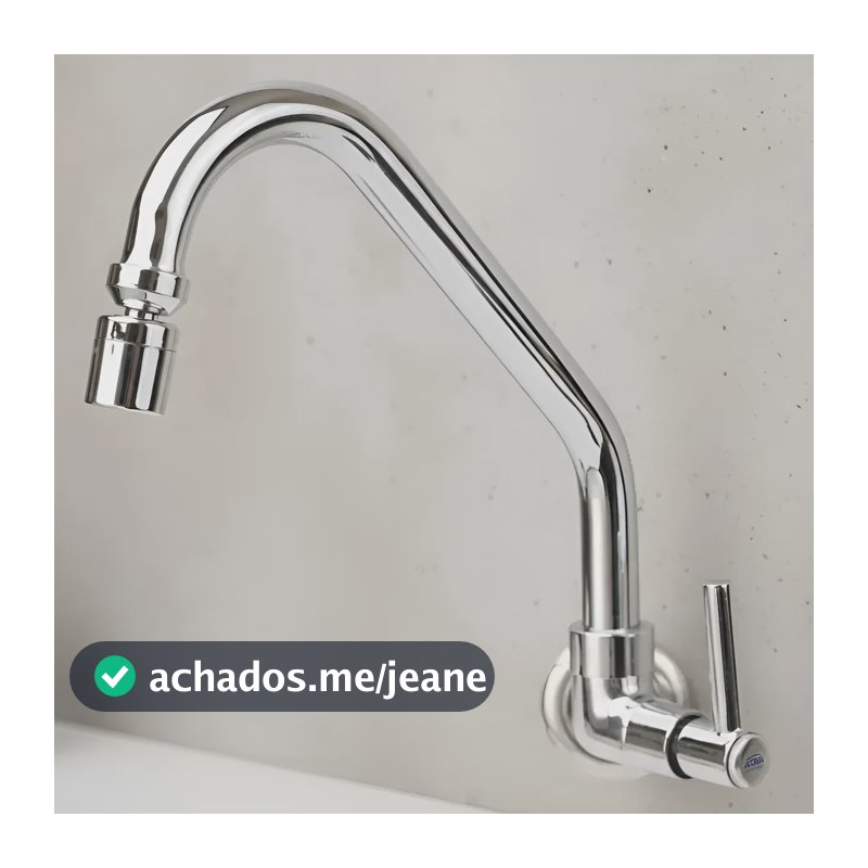 Torneira Cozinha Grande Luxo 100% Metal Parede Cromado Metal