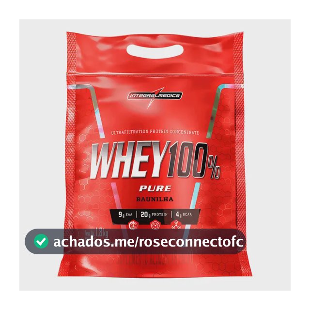 Whey 100% Pure 1,8kg Refil Integralmedica Sabor Baunilha