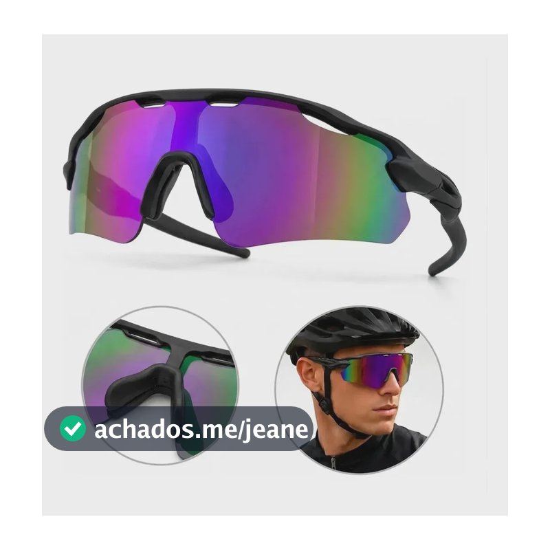 Óculos Esportivo Pace Baixa Ciclismo Corrida Bike Ciclista Estilo Radar Proteção Uv400 preto/ lilás Espelhado