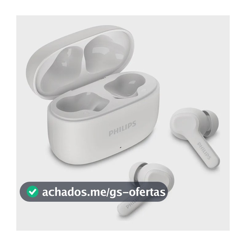 Fone de ouvido sem fio TWS Philips TAT1109WT/00 na cor branca, com bluetooth, microfone, tecnologia IPX4