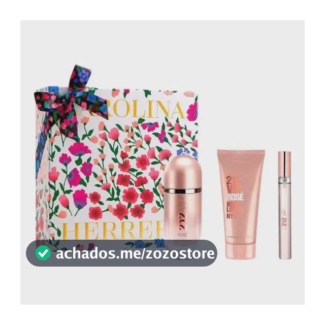 Carolina Herrera Kit 212 Vip Rosé Edp 80ml (3 Itens)