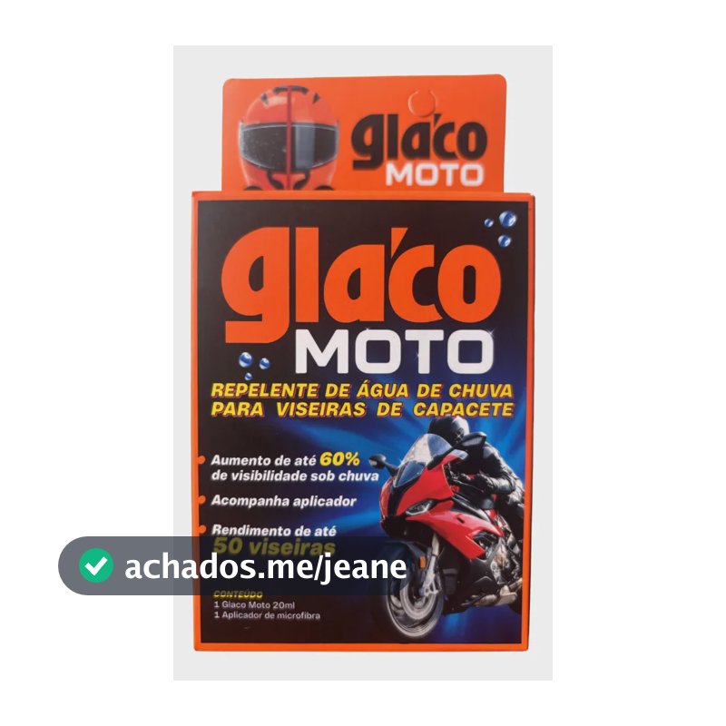 Glaco Moto 20ml 50 Viseiras Repelente De Água Para Capacete Incolor