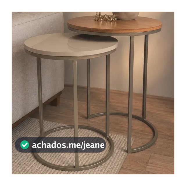 Duo Lateral De Mesas Auxiliar Champanhe Com Mdf Off White
