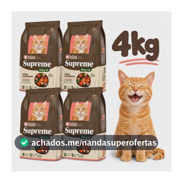 Kit 4und Ração Quatree Supreme Gatos Castrados Salmão