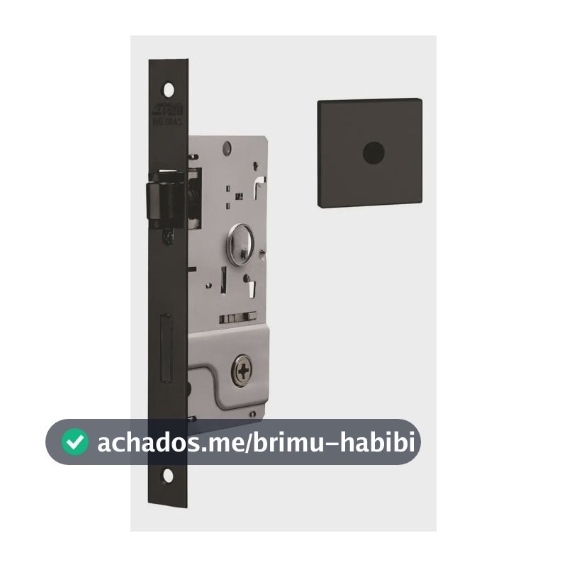Fechadura Stam 800 de Rolete Para Porta Pivotante, Com Tetra Chave e Acabamento Fosco Preto