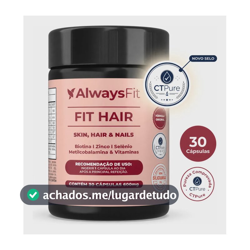 FitHair AlwaysFit | Biotina + Zinco + Ferro + Cobre + Cisteína + Vitaminas | 30 Cápsulas