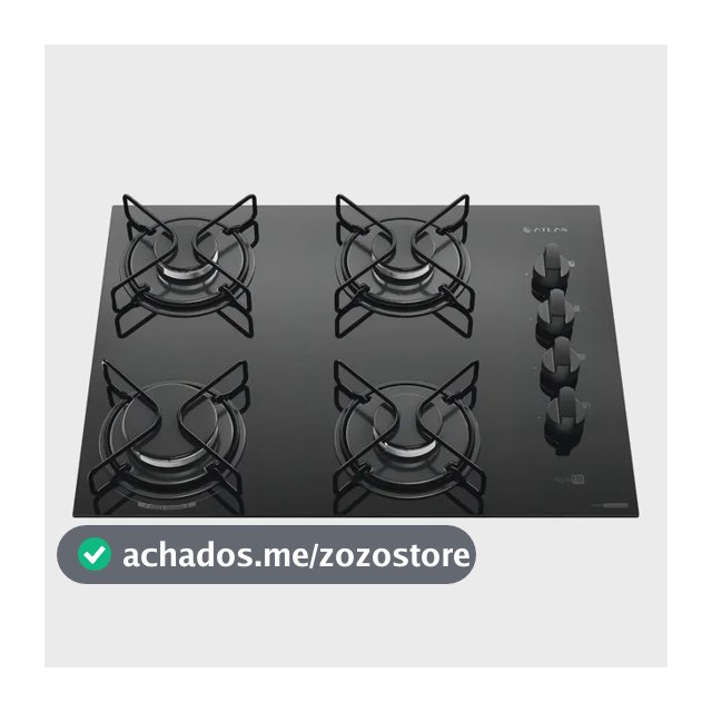 Cooktop 4 Bocas Atlas Agile Up Mesa Vidro Mega Chama Bivolt