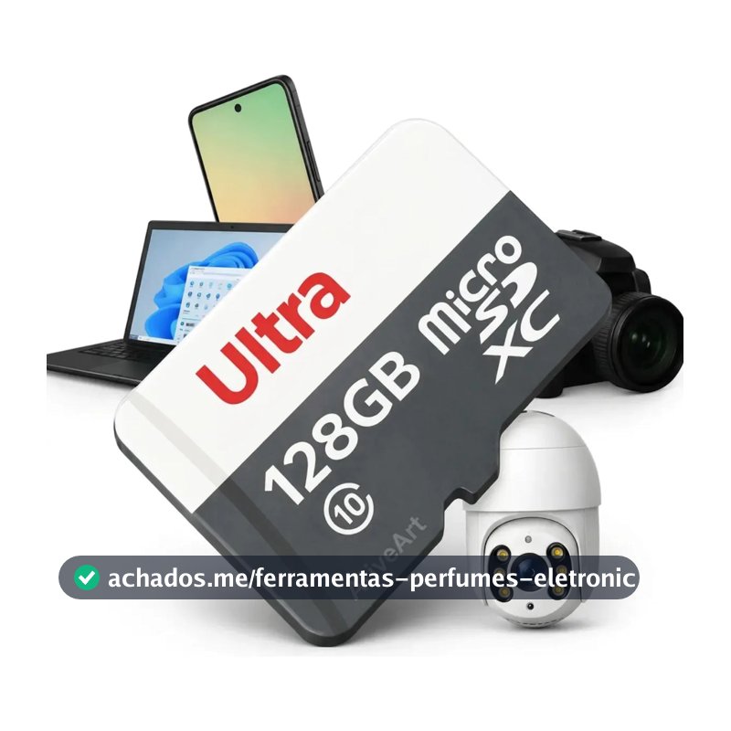 Cartão De Memória 128 Gb Micro Sd Classe 10 Ultra 100mb/s, Para Drones, Celulares, Câmeras Wi-fi, Com Adaptador Sd