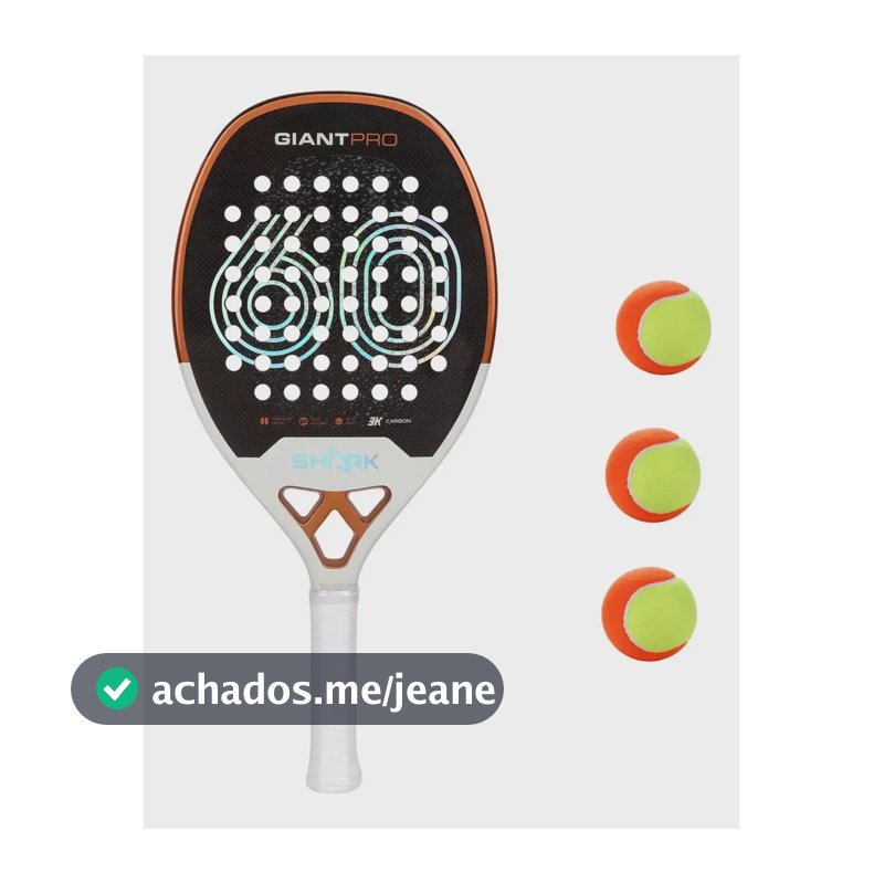 Raquete Beach Tennis Shark Giant 2025 3k+ Capa + Brinde Branco