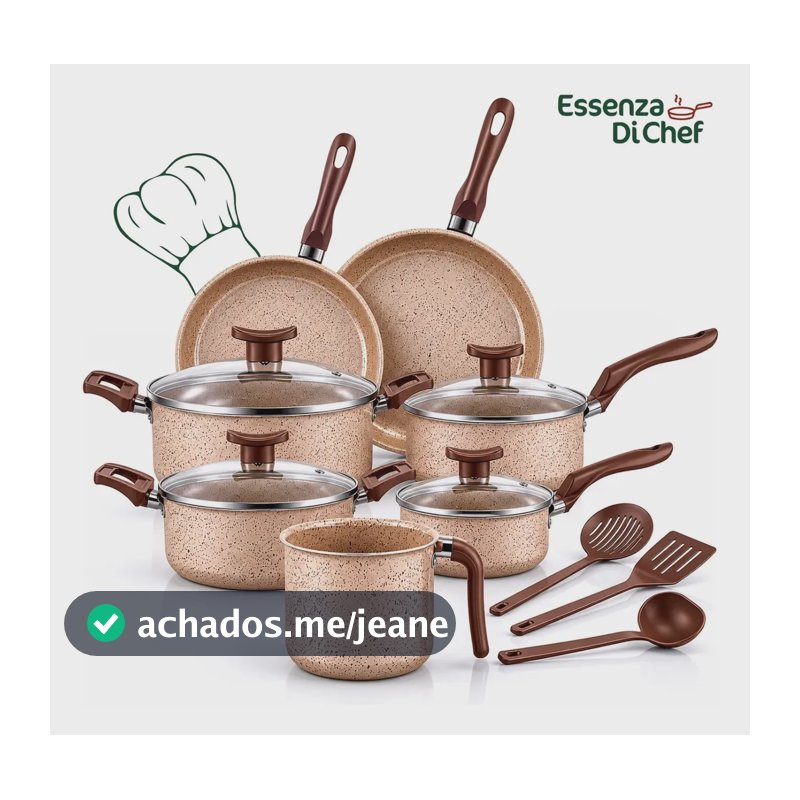 Jogo De Panelas Antiaderente 10 Peças Teflon Cor Bianco Bege Conjunto Kit Frigideira Panela Casa Cozinha