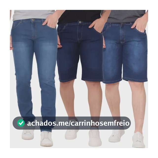 Kit 2 Bermudas 1 Calça Jeans Skinny Lycra Masculina Premium