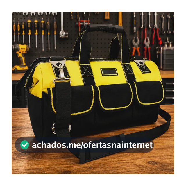 Bolsa Maleta Ferramentas 16 Bolsos 1 unidade Reforçada Impermeável Eletricista Mecânico Encanador Pedreiro Organizador Mala Fundo Rígido Profissional Meow
