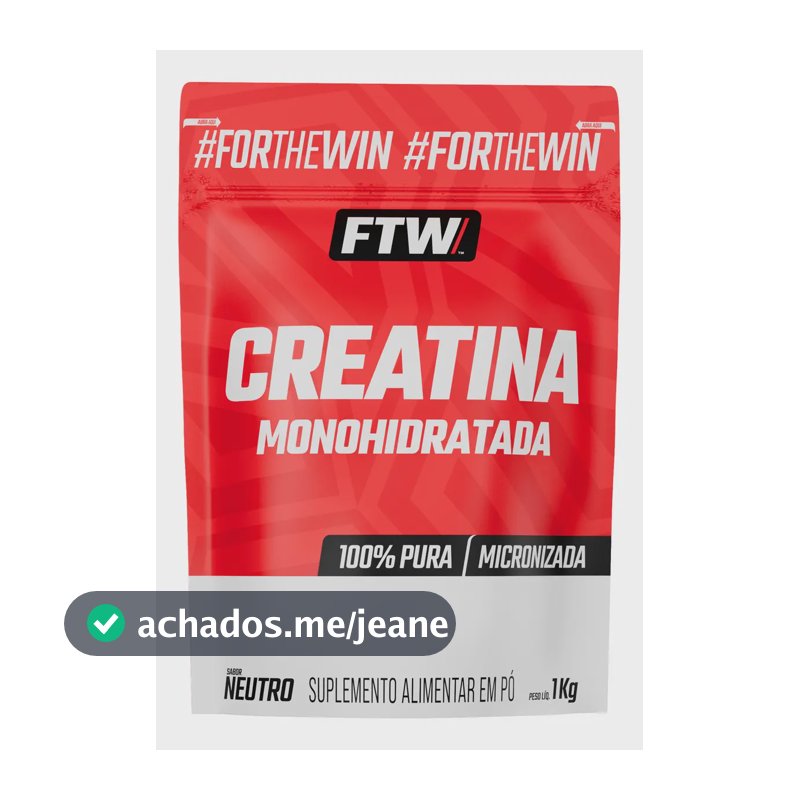 Creatina Monohidratada Pura 1kg Refil Suplemento em Pó 100% - FTW