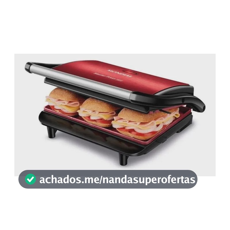 Grill e Sanduicheira Press Grill Red Ceramic PG-01-RC Vermelho e Preto 1000W Mondial