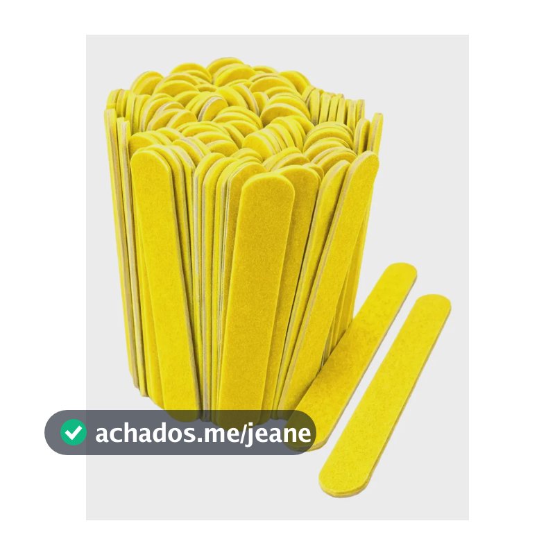 100 Lixas De Unha Mini Descartáveis Manicure Pedicure 8cm Canário Liso