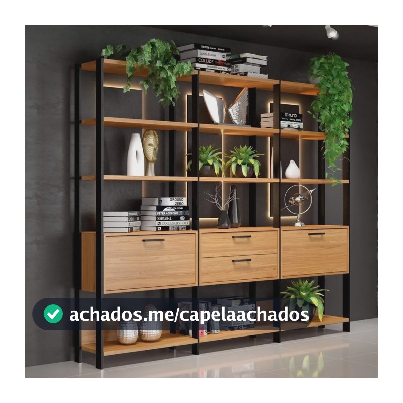 Estante 3 Torres 2 Gavetas E93 Dalla Costa Freijó/preto