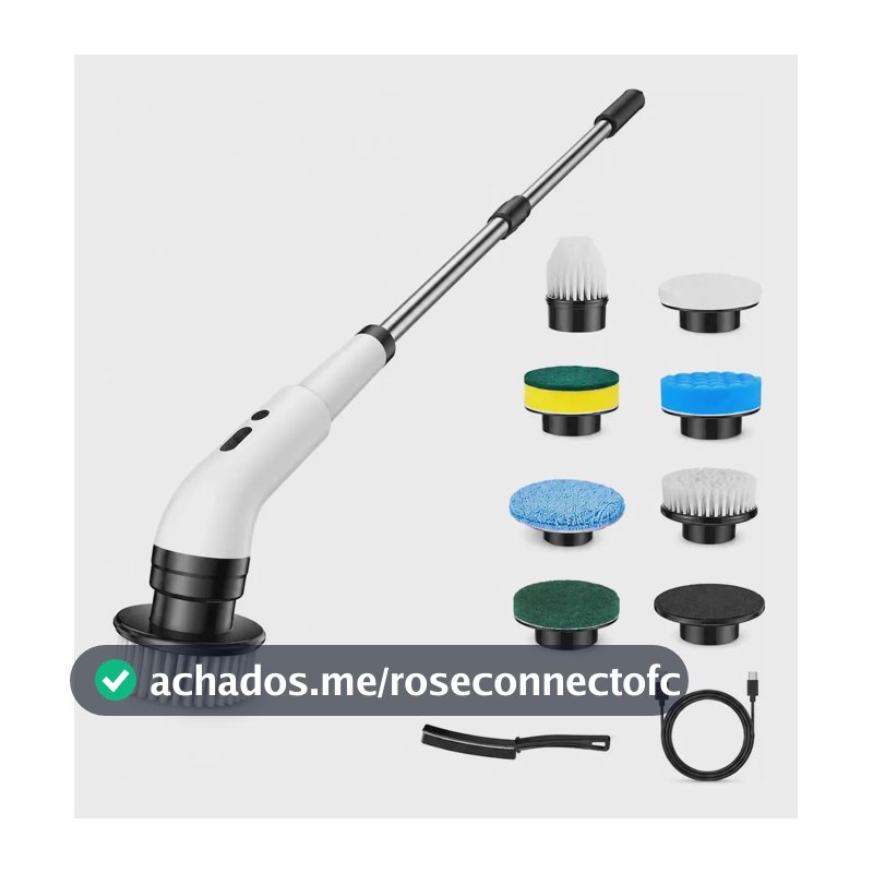 Escova Elétrica Limpeza 9 Em 1 Multiuso Recarregável Branco