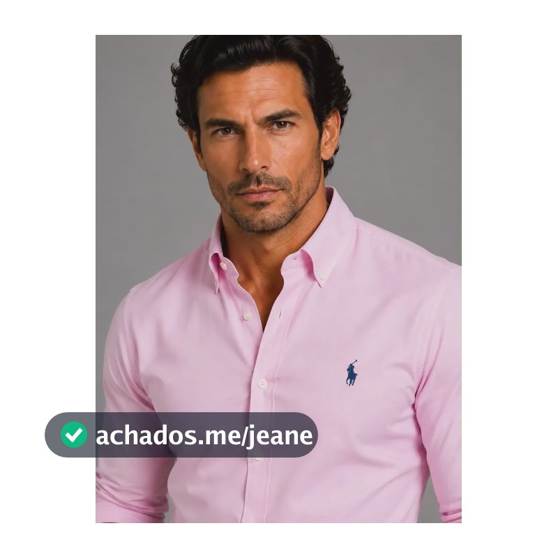 Camisa Ralph Lauren Rosa Oxford Manga Longa Masculina Rosa Liso M