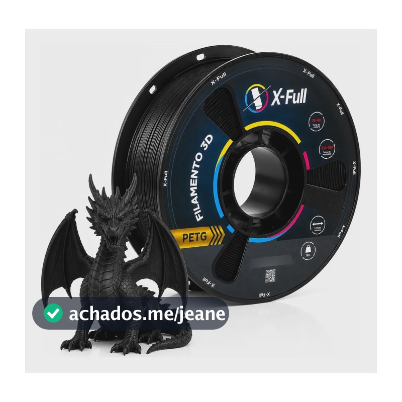 Filamento Petg 1kg Impressão 3d 1,75mm X-full Premium Branco Preto