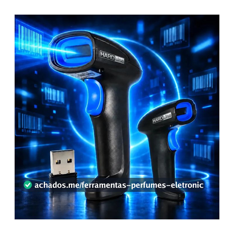 Leitor Código de Barras Sem Fio USB Scanner 1D Laser Linear de Mão Portátil Bipador com Receptor USB Preto para PDV Estoque Inventário Expedição Hardline