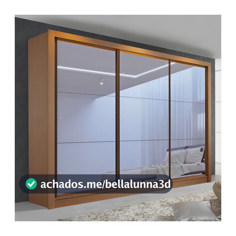 Guarda-Roupa Casal Espresso Móveis Lux 242cm 3 Portas Correr Espelho