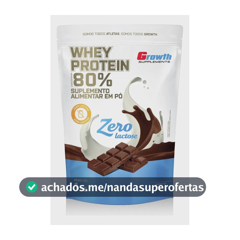 Whey Protein Concentrado Zero Lactose 1kg Growth Supplements Chocolate