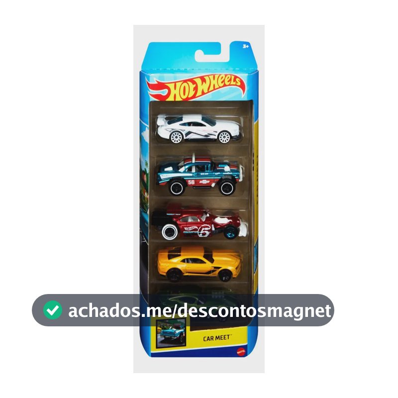 Kit Com 5 Carrinhos Sortidos Hot Wheels Coloridos Mattel