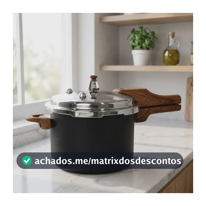 Panela Pressão 4,2l Indução Cerâmica 4 Válvulas Segurança Cor Preto