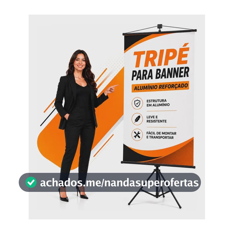 Tripé Banner 2.10m Regulável Aluminio Porta Banner Pedestal Preto