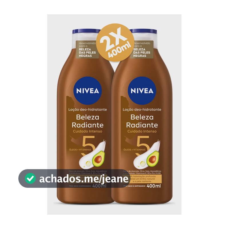 Kit Loção Deo Hidratante Beleza Radiante Cuidado Intenso 2 undiades com 400ml cada Nivea