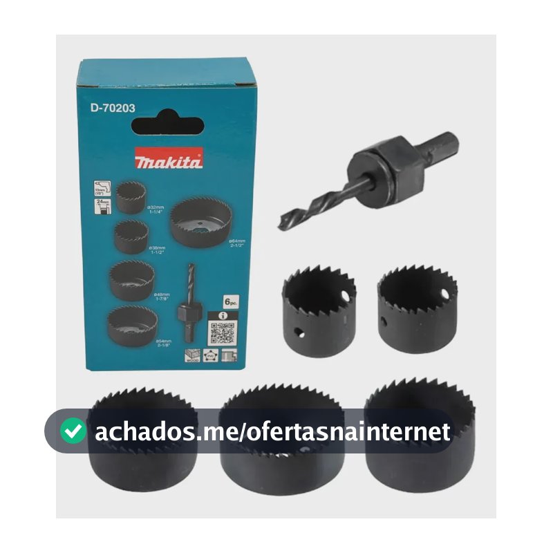 Kit Serra Copos + Adaptador 6pçs Makita D-70203 32 A 64mm