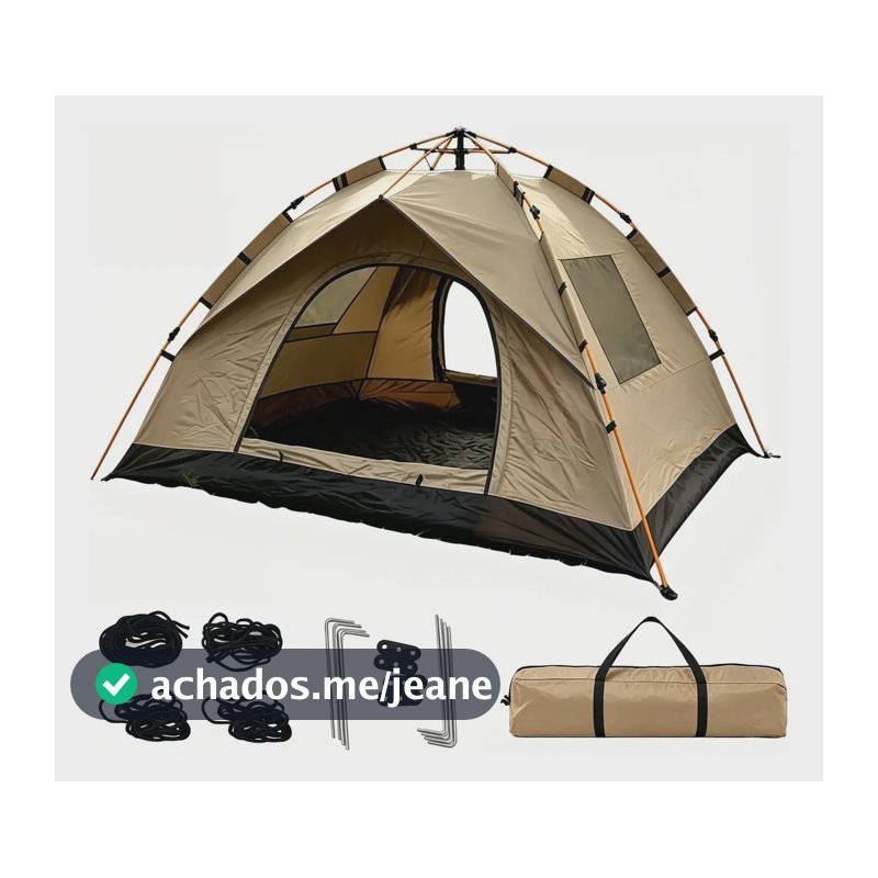 Barraca De Camping Automática 4 Pessoas Amarela Pop Up Tenda Grande Amarela