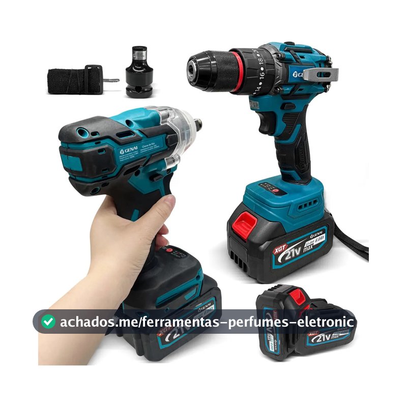 Kit Parafasudeira Chave De Impacto 21v Portátil Recarregável Azul-marinho 50 Hz/60 Hz