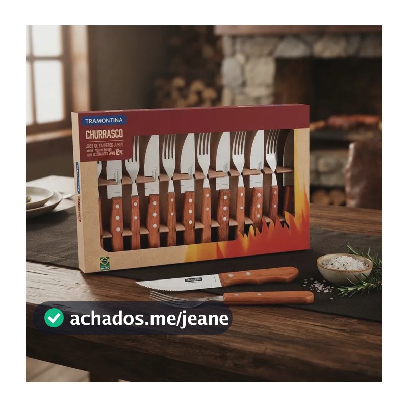 Jogo De Talheres Kit 12 pçs Churrasco Garfos Facas Inox Tramontina