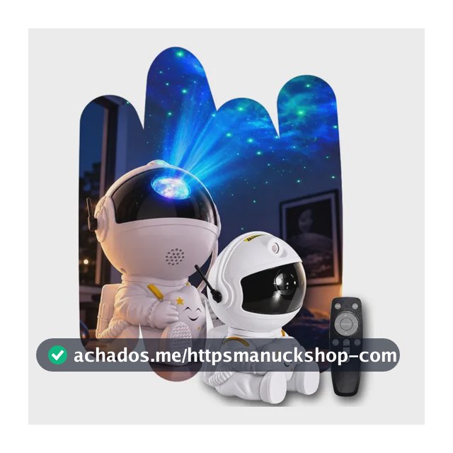 Mini Astronauta Projetor Estrelas Galáxia Luminária Noturna Branco Preto 127/220v