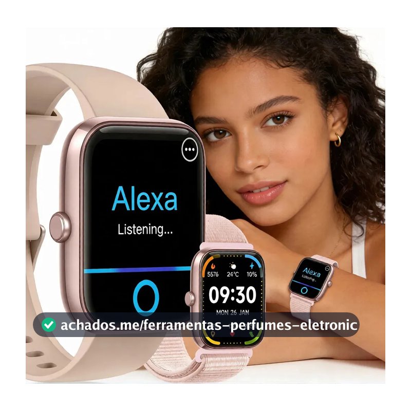Relógio Inteligente Smartwatch Alexa Chamadas NOVANTE Masculino Feminino Esportivo IP68 Bluetooth Notificações Instantâneas Tela Hd 1.83 300mAh 10Dias Monitor Cardíaco Spo2 Sono Ecg Pagamento Offline